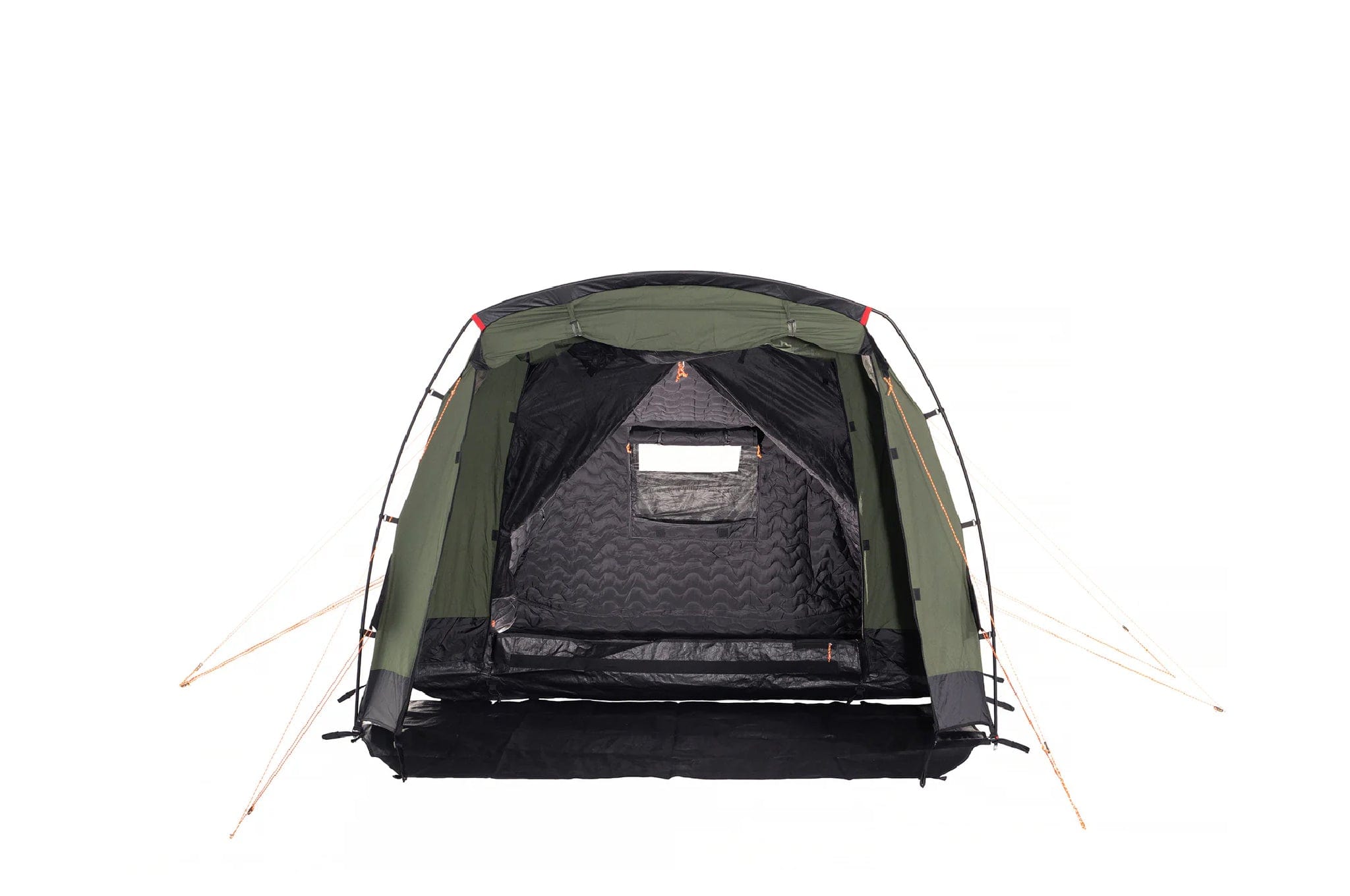 Front view of the Crua Tri all-weather tent showing insulated back bedroom on white background.
