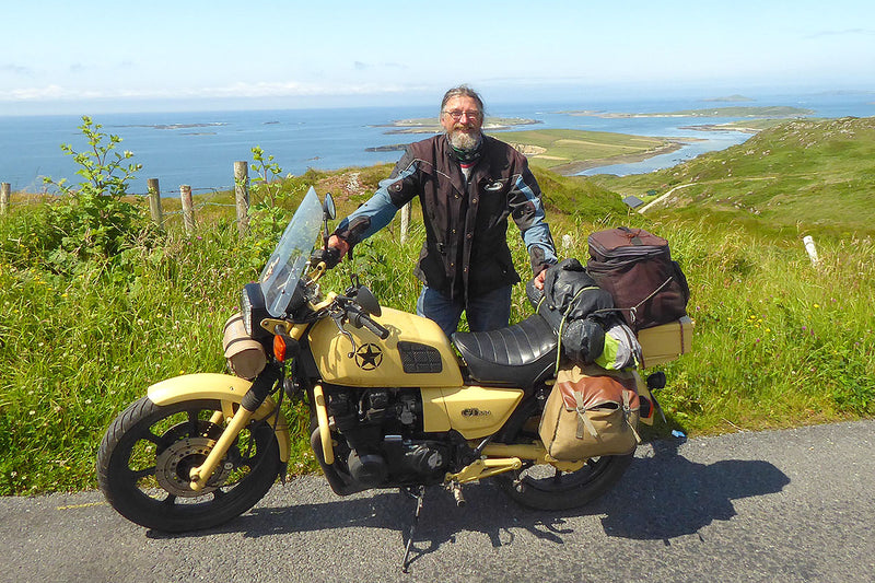 Diarmuid Moriarty, biker aficionado testing the XTENT 