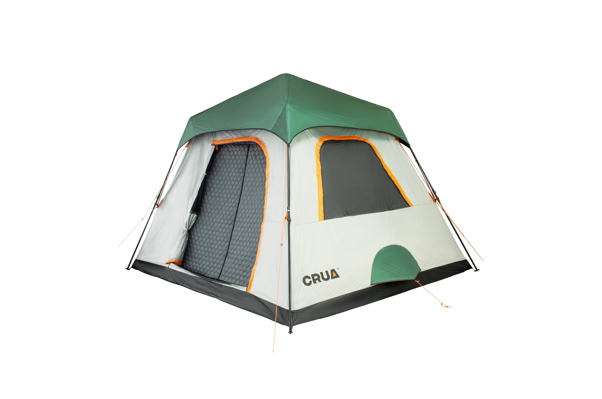 "Crua Noir 6 blackout tent with the Inner Culla installed, shown at a 45-degree angle on a white background, emphasizing insulated comfort."